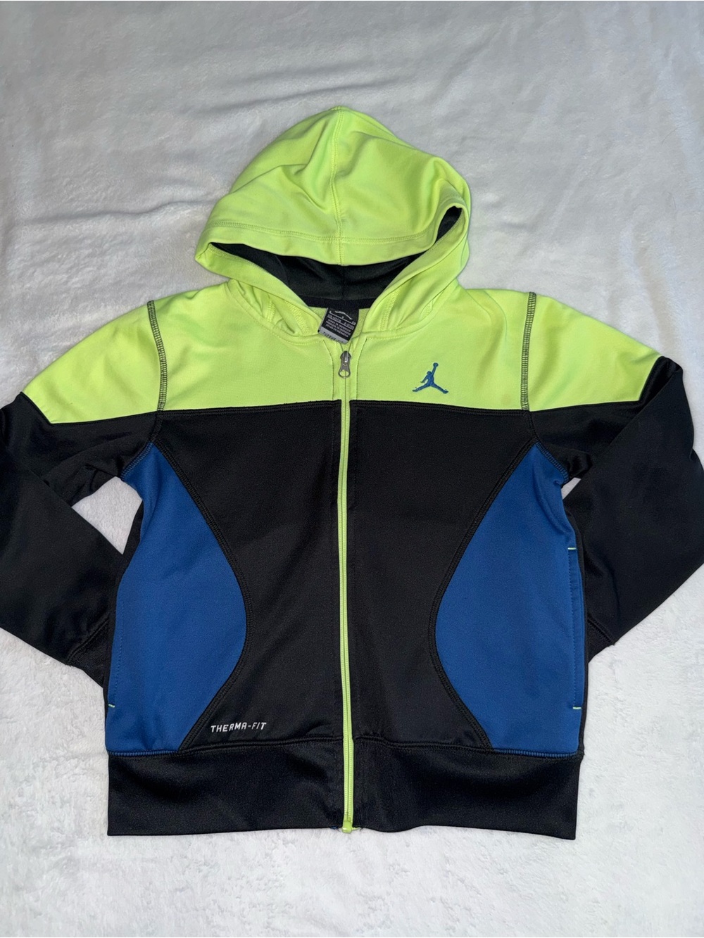Jordan Neon Green Black Blue Therma-Fit Full-Zip Hoodie